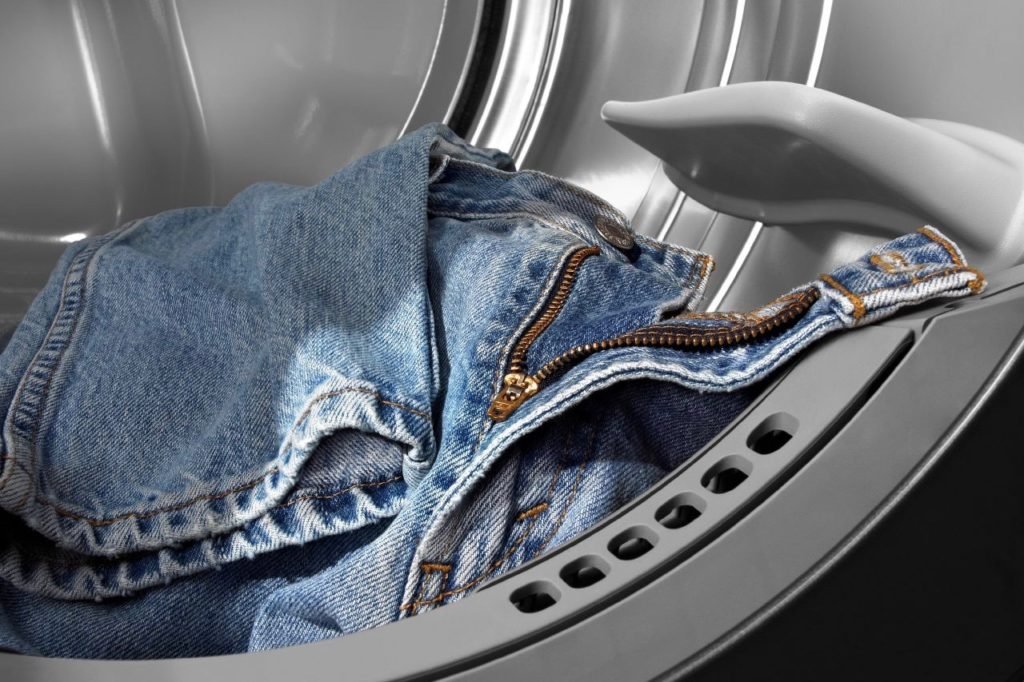 Tumble drying jeans