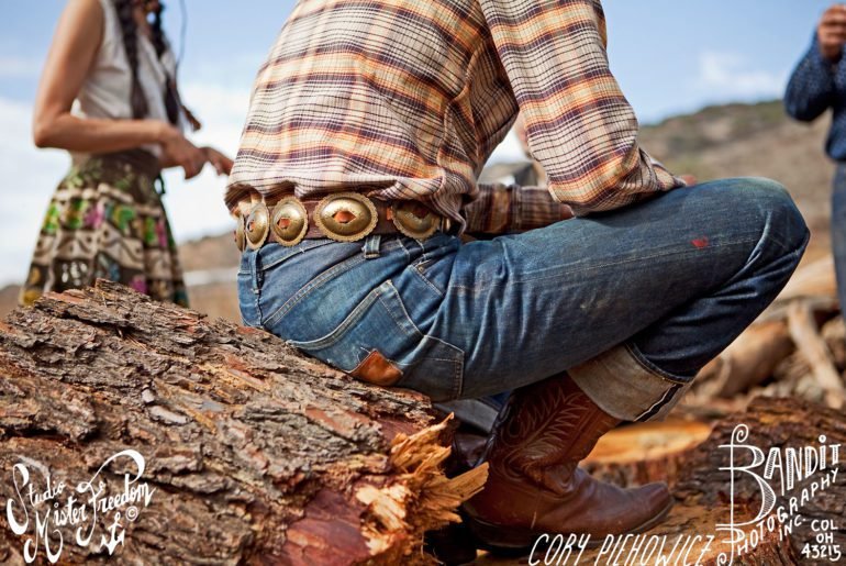 Mister Freedom jeans back pockets close up