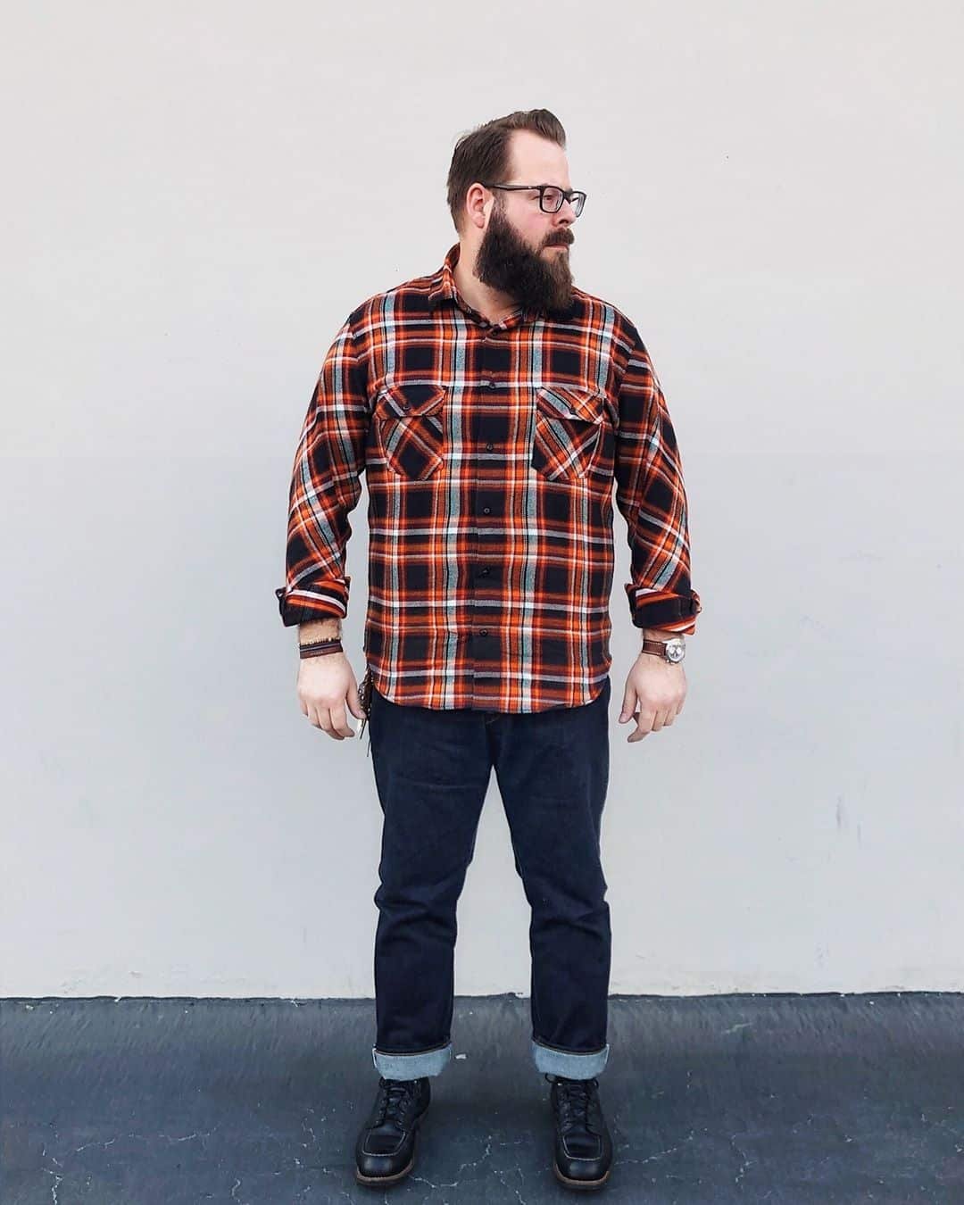 Blue Blooded, Instagrammer, Denimhunters, bigdudeindenim, breaded guy, Indigofera Jeans, Bryson shirt,